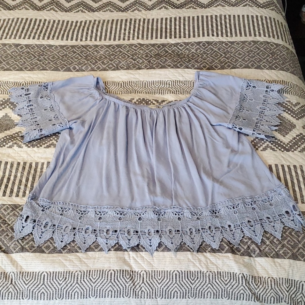 Lace Lined Off Shoulder Blouse